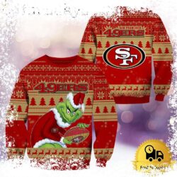 NFL San Francisco 49ers Grinch Custom Name Ugly Christmas Sweater - available at - rugbyfanstore.com