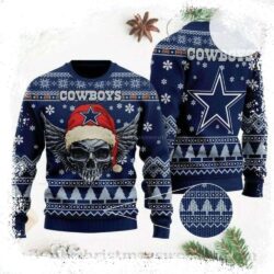 NFL Santa Skull Xmas – Dallas Cowboys Ugly Christmas Sweater - available at - rugbyfanstore.com