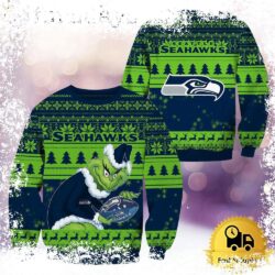 NFL Seattle Seahawks Grinch Custom Name Ugly Christmas Sweater - available at - rugbyfanstore.com