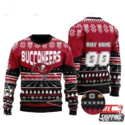 Nfl Tampa Bay Buccaneers Custom Name And Number Ugly Christmas Sweaters - available at - rugbyfanstore.com