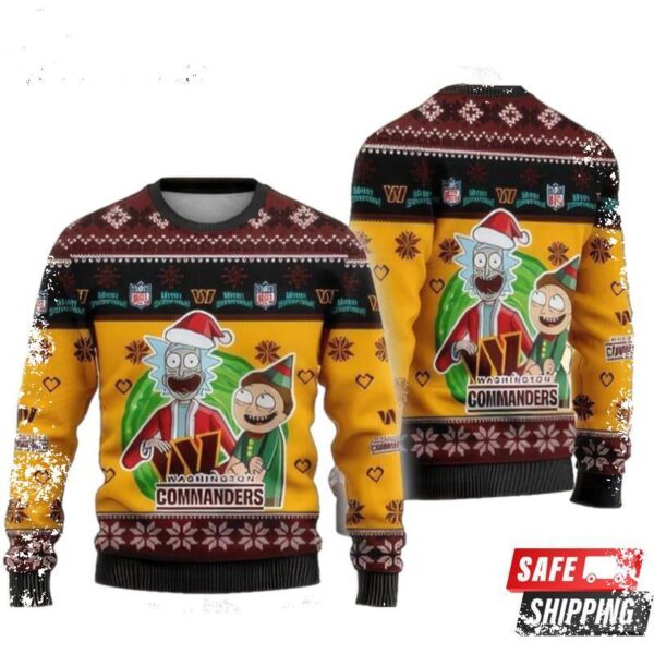 Nfl Washington Commanders Rick And Morty Ugly Christmas Sweaters - available at - rugbyfanstore.com