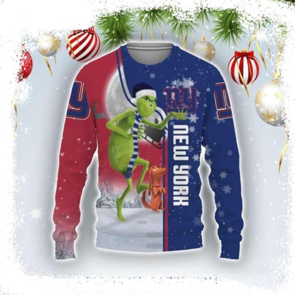 Ny Giants Christmas Sweater – Featuring Grinch Graphics Design - available at - rugbyfanstore.com