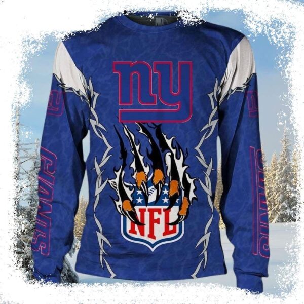 Ny Giants Claw Pattern Ugly Christmas Sweater – Roaring Team Spirit - available at - rugbyfanstore.com