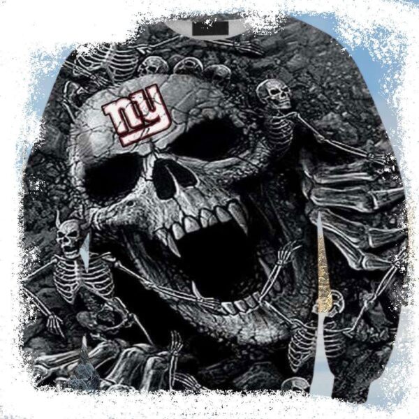 Ny Giants Gifts For Him – Cool Skull Graphic Ugly Christmas Sweater - available at - rugbyfanstore.com