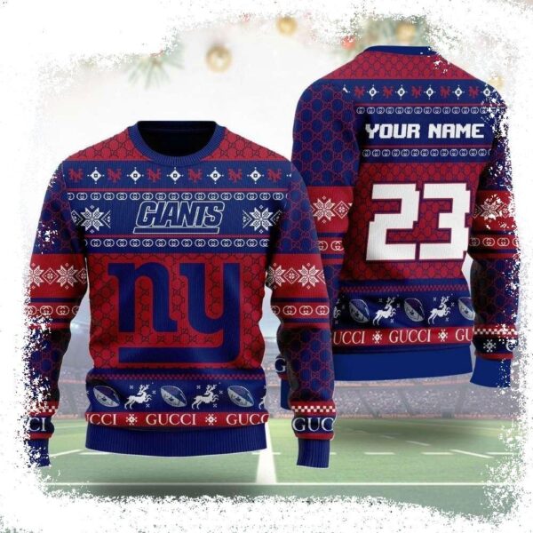 Ny Giants Gifts For Him – Pattern Gucci Ugly Christmas Sweater - available at - rugbyfanstore.com