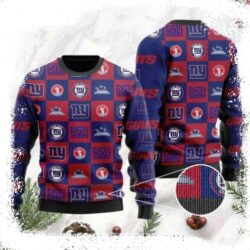 Ny Giants Logo Checkered Pattern Ugly Christmas Sweater Unique Gift For Fans - available at - rugbyfanstore.com