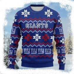 Ny Giants Logo Snowflake Pattern Ugly Sweater – Team Spirit In Snowy Style - available at - rugbyfanstore.com