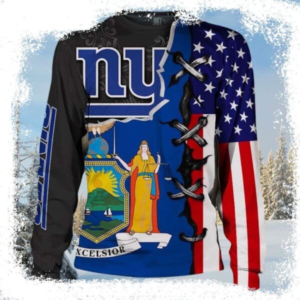 Ny Giants Ugly Sweater With American Flag Design – Unique Patriotism - available at - rugbyfanstore.com