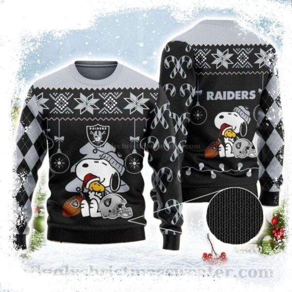 Oakland Raiders Shristmas Sweater – Snoopy And Snowflake Edition – Ideal For Fans - available at - rugbyfanstore.com