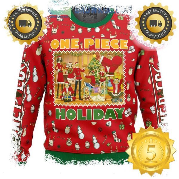 One Piece Happy Holidays Christmas Ugly Christmas Sweater Gift For Holiday 2024 - available at - rugbyfanstore.com