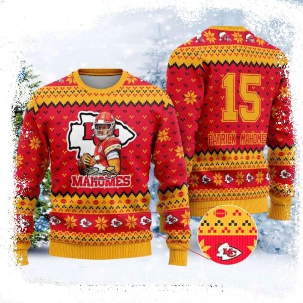 Patrick Mahomes Custom Name And Number Kc Chiefs Ugly Christmas Sweater - available at - rugbyfanstore.com