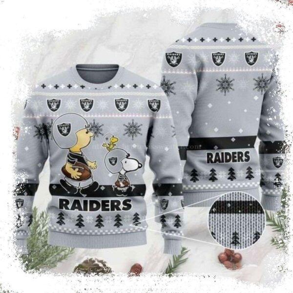 Peanuts Snoopy Charlie Brown Oakland Raiders Ugly Christmas Sweater – For True Fans - available at - rugbyfanstore.com