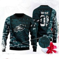 Personalized Philadelphia Eagles Logo Print Ugly Christmas Sweater – Gifts For Him - available at - rugbyfanstore.com