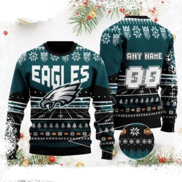 Personalized Philadelphia Eagles Stadium Custom Name And Number Ugly Bills Sweater - available at - rugbyfanstore.com