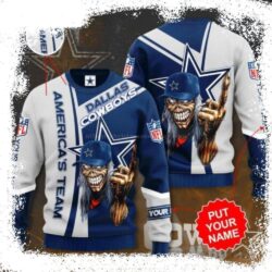 Personalized Skull Design Dallas Cowboys Ugly Christmas Sweater - available at - rugbyfanstore.com