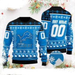 Personalized Ugly Sweater With Detroit Lions Logo – Football Stadium Design - available at - rugbyfanstore.com