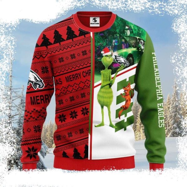 Philadelphia Eagles Logo Print Sweater – Grinch And Scooby - available at - rugbyfanstore.com