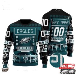 Philadelphia Eagles Nfl Custom Name And Number Ugly Christmas Sweaters - available at - rugbyfanstore.com