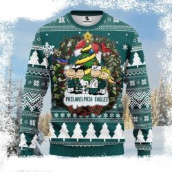 Philadelphia Eagles Snoopy Dog Ugly Christmas Sweater With Christmas Tree - available at - rugbyfanstore.com