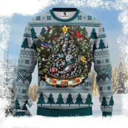 Philadelphia Eagles Tree Ball Ugly Christmas Sweater With Wreath Design - available at - rugbyfanstore.com