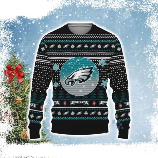 Philly Eagles Winter Delight – Philadelphia Eagles Logo Print Ugly Christmas Sweater - available at - rugbyfanstore.com