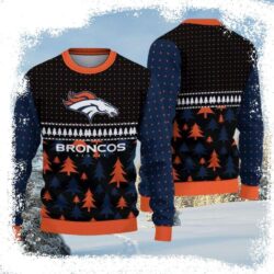 Pine Forest Motifs NFL Denver Broncos Ugly Christmas Sweater - available at - rugbyfanstore.com