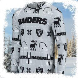 Reindeer And Logo Oakland Raiders Ugly Christmas Sweater – Cozy Attire for Fans - available at - rugbyfanstore.com