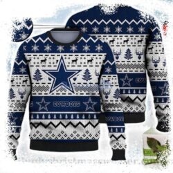 Reindeer And Pine Tree Dallas Cowboys Logo Ugly Christmas Sweater – Gift For Him - available at - rugbyfanstore.com