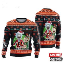 Rick And Morty Nfl Cincinnati Bengals Black Ugly Christmas Sweaters - available at - rugbyfanstore.com