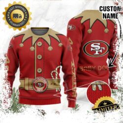 San Francisco 49ers Ugly Sweater Custom Name NFL Football Gift For Holiday - available at - rugbyfanstore.com