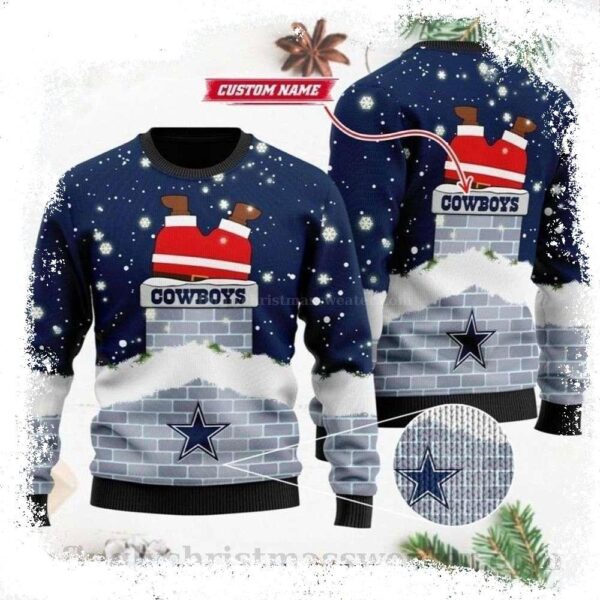 Santa Claus Custom Dallas Cowboys Ugly Christmas Sweater – Personalized Style - available at - rugbyfanstore.com