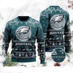 Santa Claus In The Moon NFL Philadelphia Eagles Ugly Sweater - available at - rugbyfanstore.com