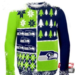 Seattle Seahawks Busy Block Nfl Ugly Christmas Sweaters - available at - rugbyfanstore.com