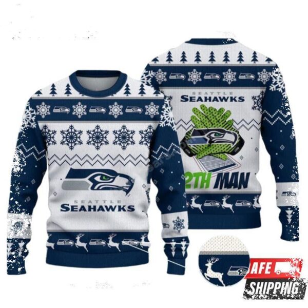 Seattle Seahawks Nfl Big Logo Ugly Christmas Sweaters - available at - rugbyfanstore.com