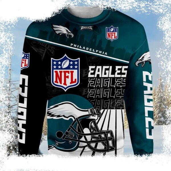 Show Your Eagles Spirit – Philadelphia Eagles Logo Print Ugly Christmas Sweater For Fans - available at - rugbyfanstore.com