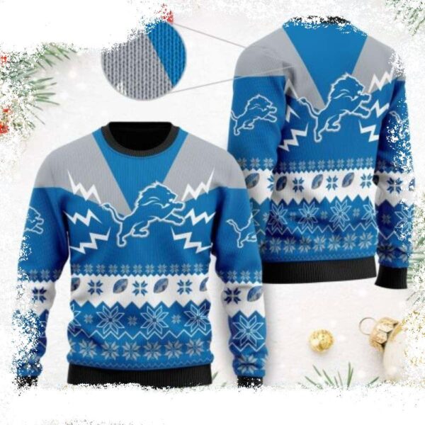 Show Your Lions Pride With Detroit Lions Christmas Sweater – Iconic Logo - available at - rugbyfanstore.com