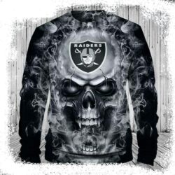 Skull And Logo Print Las Vegas Raiders Ugly Christmas Sweater – Gifts For Him - available at - rugbyfanstore.com