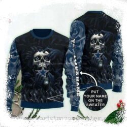 Skull Dallas Cowboys Ugly Christmas Sweaters – Custom Name - available at - rugbyfanstore.com