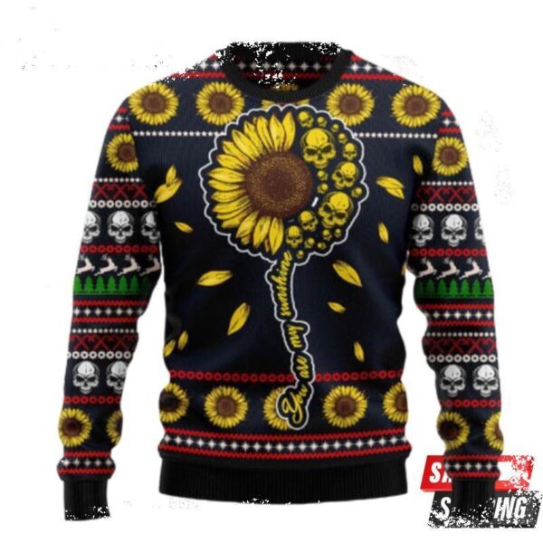 Skull Sunflower Ugly Christmas Sweaters - available at - rugbyfanstore.com