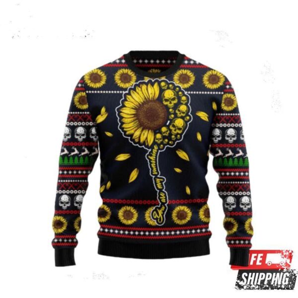 Skull Sunflower Ugly Christmas Sweaters - available at - rugbyfanstore.com