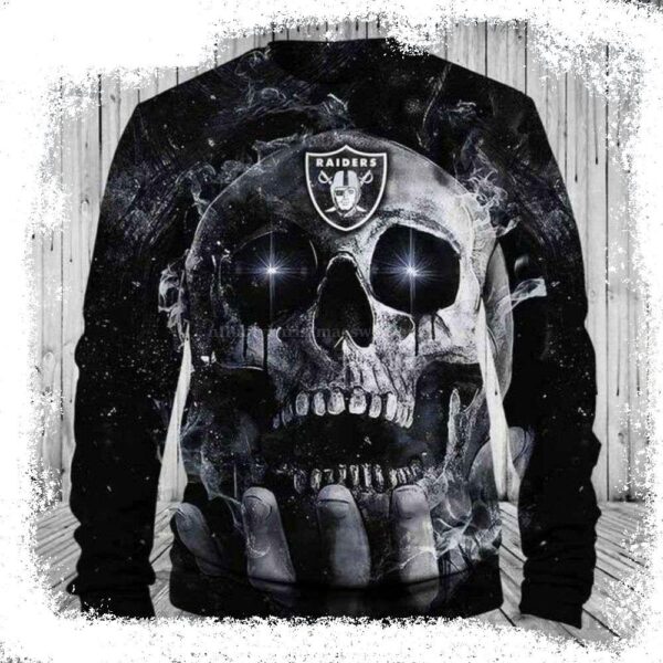 Skulls And Raiders Logo Print Ugly Christmas Sweater – Perfect Gift For Fans - available at - rugbyfanstore.com