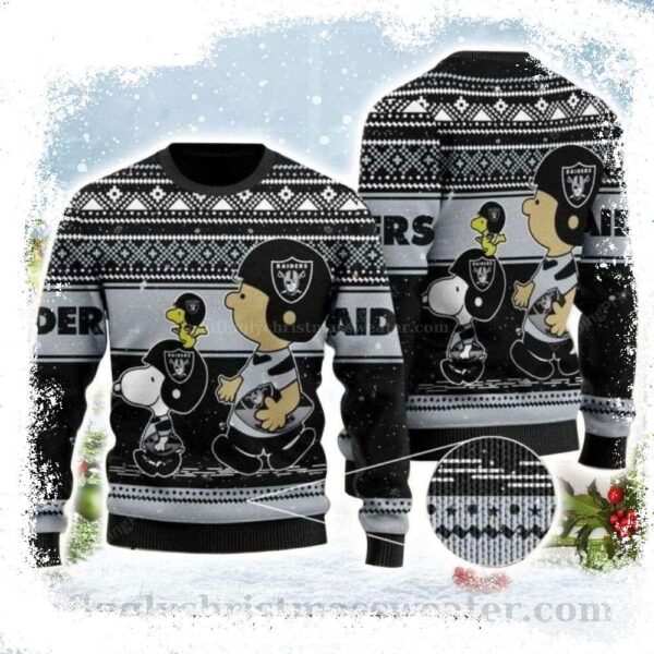 Snoopy And Friends Las Vegas Raiders Ugly Christmas Sweater – Ideal For Fans - available at - rugbyfanstore.com