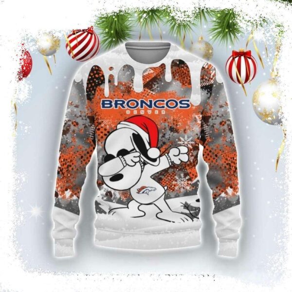 Snoopy Dabbing The Peanuts Denver Broncos Ugly Christmas Sweater - available at - rugbyfanstore.com