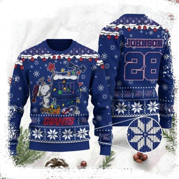 Snoopy Funny Graphics Ny Giants Ugly Christmas Sweater - available at - rugbyfanstore.com