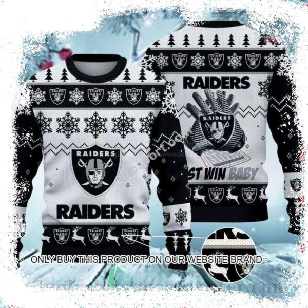 Snowflake Design Raiders Logo Ugly Christmas Sweater – Perfect Gift For Him - available at - rugbyfanstore.com