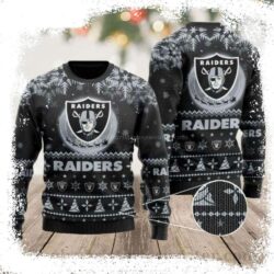 Snowflakes And Logo Las Vegas Raiders Ugly Christmas Sweater – A Unique Gift - available at - rugbyfanstore.com