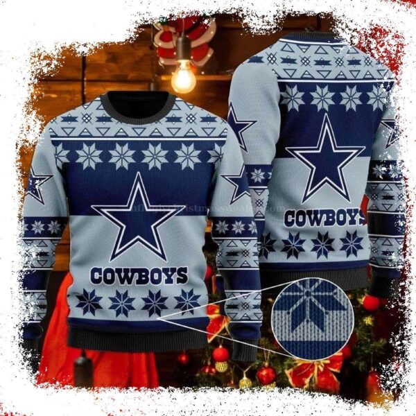 Snowflakes Pattern – Dallas Cowboys Ugly Christmas Sweater - available at - rugbyfanstore.com