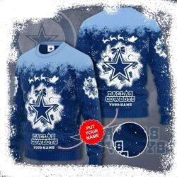 Snowy Dallas Cowboys Logo Ugly Christmas Sweater – Personalized Gift For Cowboys Fans - available at - rugbyfanstore.com