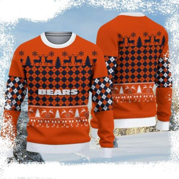 Spread Christmas Joy With Chicago Bears Ugly Sweater – Reindeer Snow - available at - rugbyfanstore.com