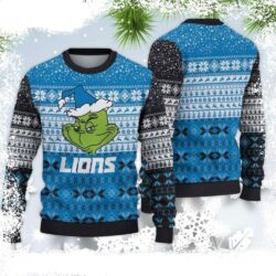 Spread Holiday Cheer With A Detroit Lions Grinch Ugly Sweater - available at - rugbyfanstore.com